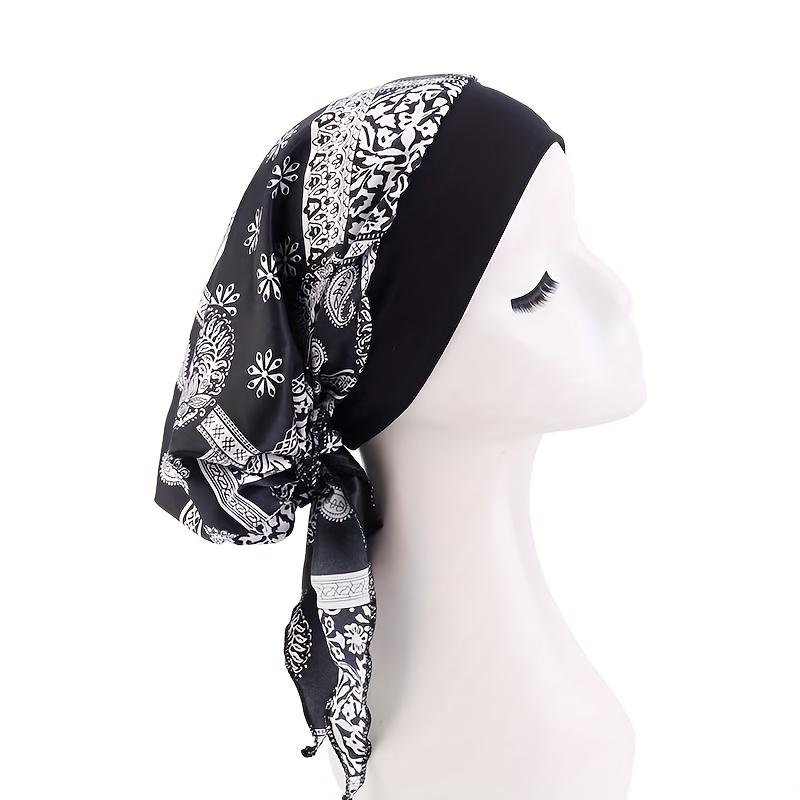 Women’s Floral Print Headbands Elastic Wide Band Caps Outdoor Casual Hats Soft Stretchy Fabric All Season Versatile Headwear for Women