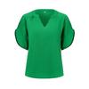 Women Casual V-Neck Loose Pullover Top Half Sleeved Blouse Solid Color Spring Summer Shirt S-XL