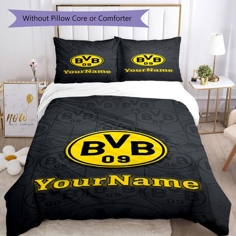 Borussia Dortmund Customize Your Name Bedding Set Breathable Duvet Cover with Pillowcases Home Decoration Birthday Gift