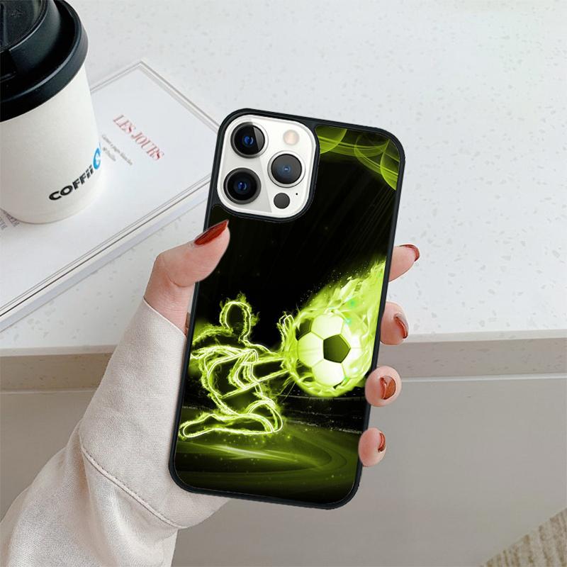 Fire Football Soccer ball Phone Case For iPhone 17 Air 16 pro max 15 14 plus 12 13 Shell Cover coque