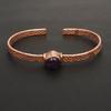 Natürliches Amethyst Edelstein Armband in gehämmertem Kupfer - Handgefertigter offener Armreif - Einzigartiger Statement Schmuck