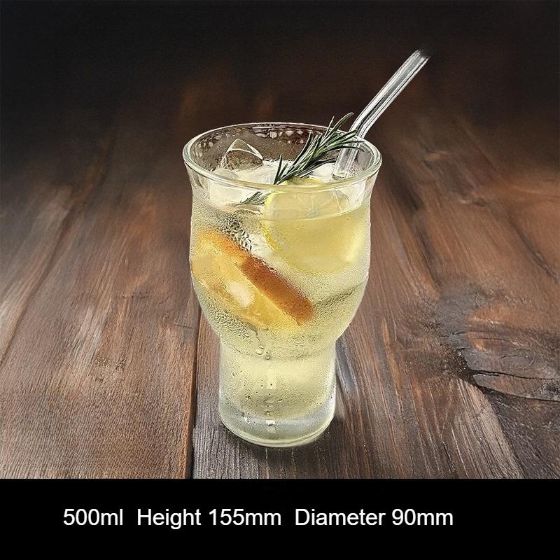 Large Capacity Transparent Wide-mouth Glass Iced Americano Coffee Cup Summer Juice Cold Drink Cup Beer Glass