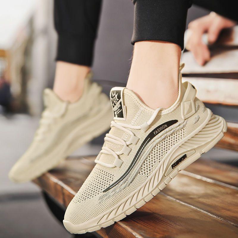 Flyknit Men's Breathable Summer Running Shoes - Soft Sole Casual Mesh Sneakers