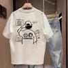 Camping Line Drawing Graphic Tshirt Outdoor Lover Minimal Sketch Unisex Oversized Cotton Tee