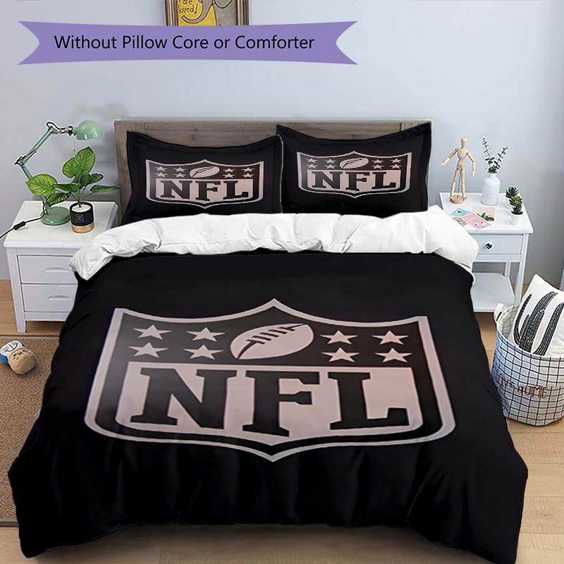3pcs Duvet Cover Set (1*Duvet Cover + 2*Pillowcase, Without Core), NFL Print Bedding Set, Bedroom Decor, All‑Season, Birthday Gift