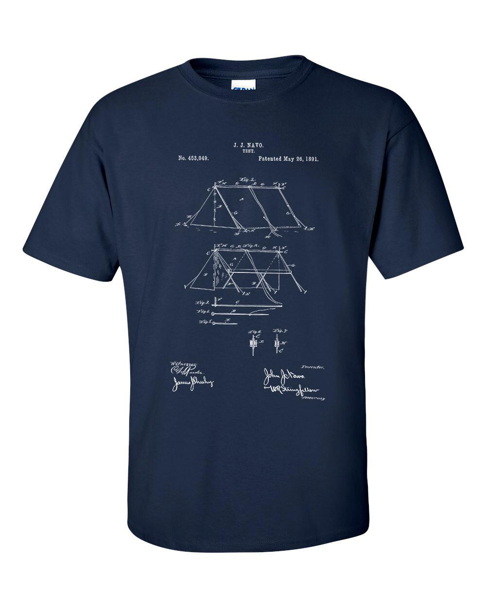 Tent Patent Blueprint Camping Camp T-shirt S