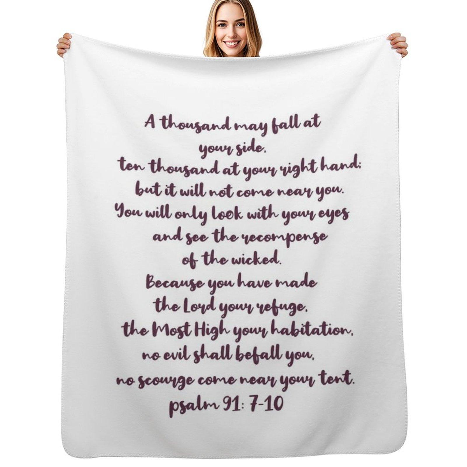 Psalm 91:7-10s Throw Blanket Air Conditioner Soft Blanket for Office Home Size: 75*100cm, Weight: 230 GSM