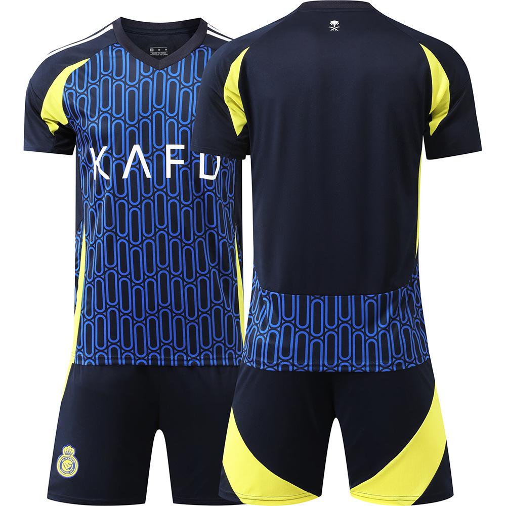 2425 Away Jersey, Blue And Black Short-Sleeved Football Jersey Set No. 7 Training Jersey, New. 16