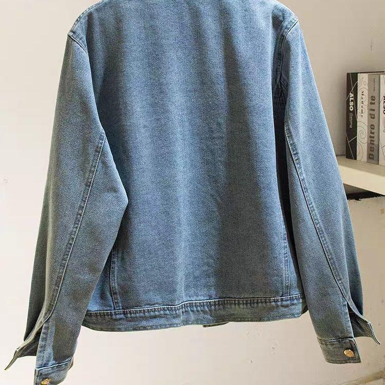 Retro High-End Stand Collar Denim Jacket - 2025 Autumn/Winter Versatile Loose Fit
