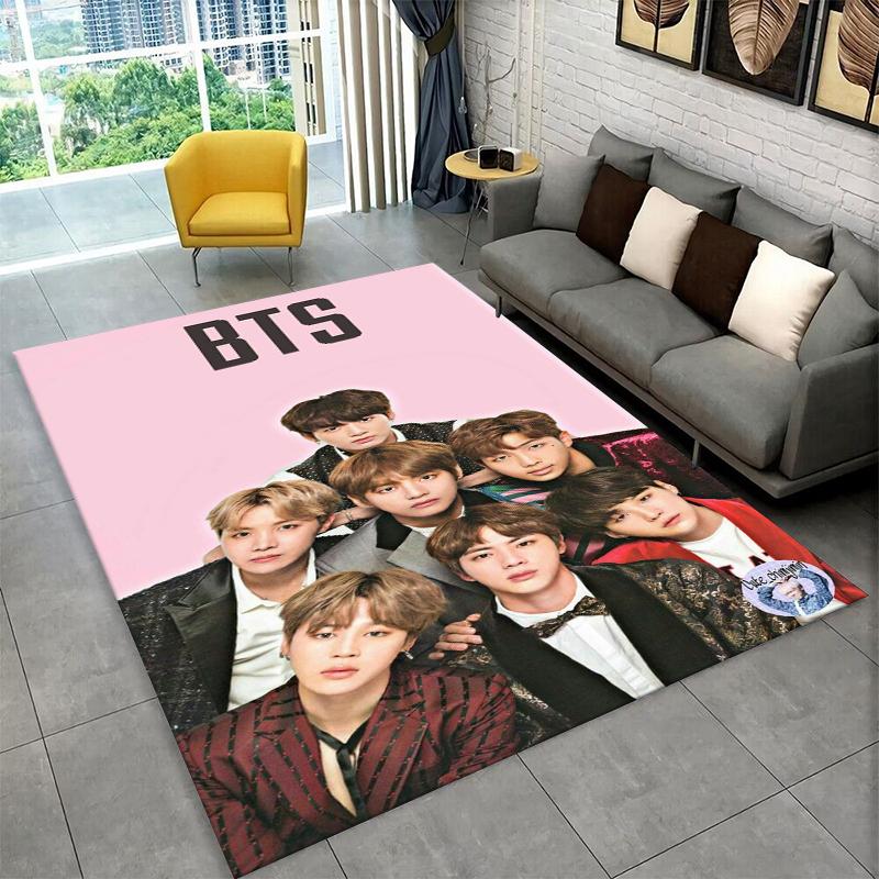 Famous B-BTS KPOP Star Non-Slip Area Rug for Living Room,Bedroom,Playroom,Soft Carpet Floor Mat Home Decor Rug Kids Room Gift