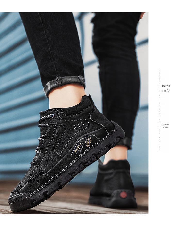 2024 Autumn/Winter Men's Plus Size High-Top Cotton-Lined Casual Warm Shoes