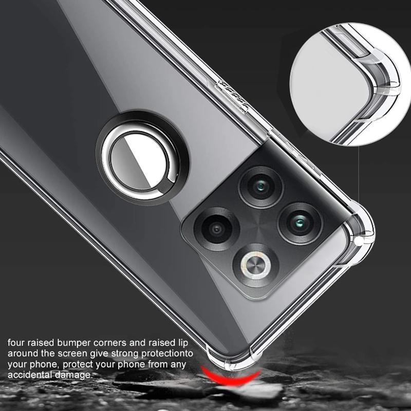 Ring Stand Transparent Defense Ochranné Nárazuvzdorné pouzdro Držák držáku Oneplus ACE2 Pro Průhledný měkký silikonový TPU Airbag Zadní kryt telefonu