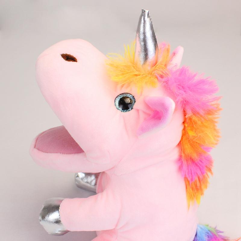 30cm Cartoon Unicorn Plush Hands Puppet Stuffed Kawaii White Pink Animal Interactive Plushie Tell Story Gift