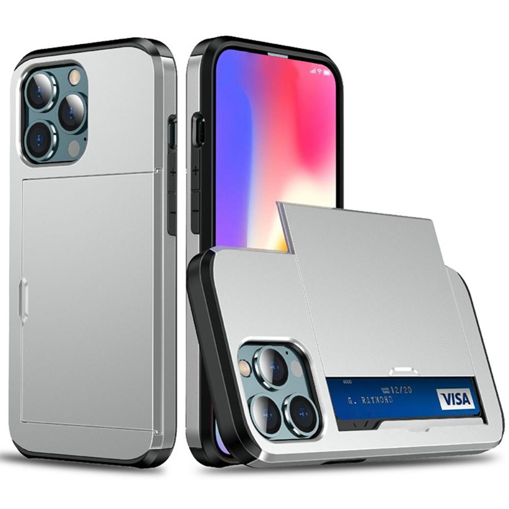 

AMORUS For iPhone 15 Pro Case with Sliding Card Holder PC TPU Phone Back Cover