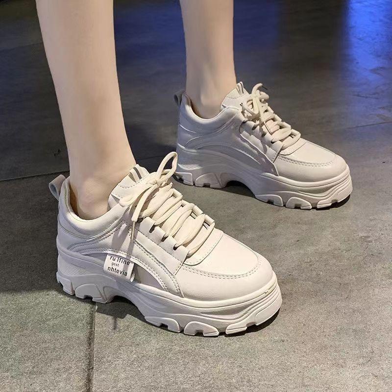 Muffin shoes spring new fashion solid color sports little white shoes thick sole heightening casual women's shoes