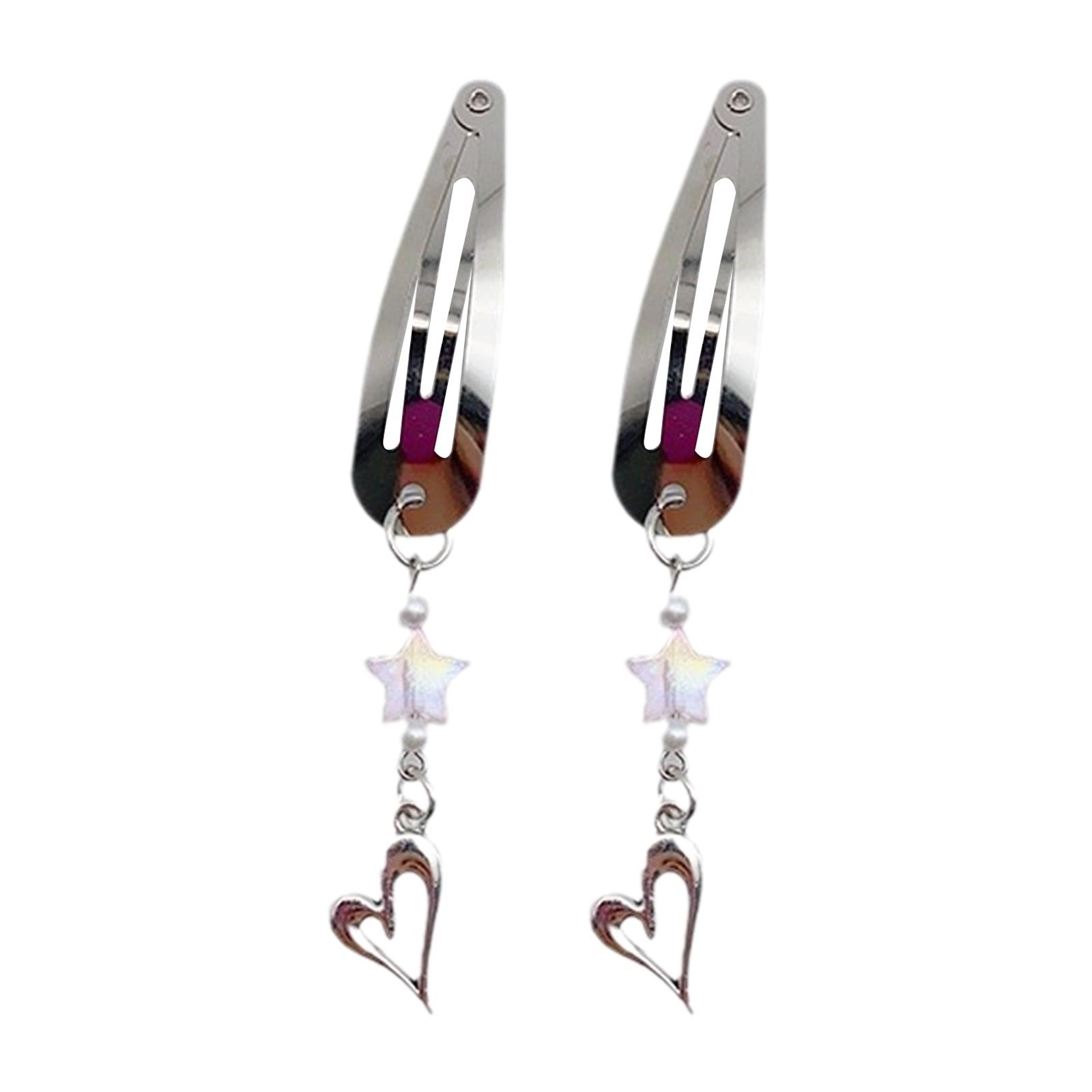 

Перламутровые заколки для челки со звездой и бантом в виде сердца для женщин и детей, заколки для волос, заколки со звездой и бантом, милые шпильки для девочек 2000 года B