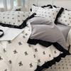 Washed Cotton Ruffle Bedding Set French Hepburn Style Floral Sets