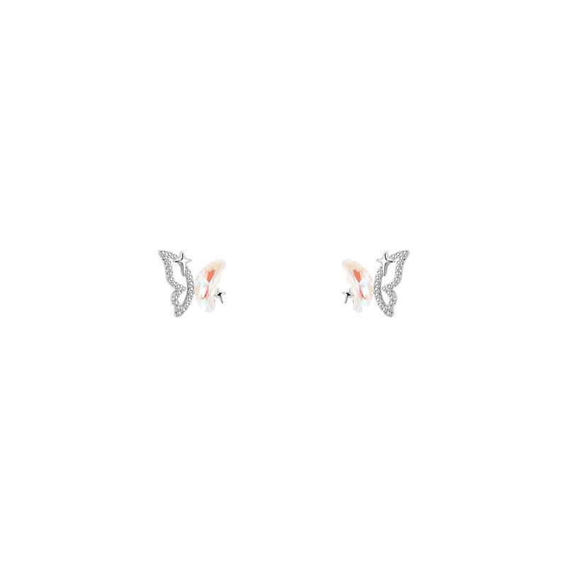 Rhinestone Butterfly Tassel Asymmetrical Earrings – Elegant Minimalist Light Luxury Design