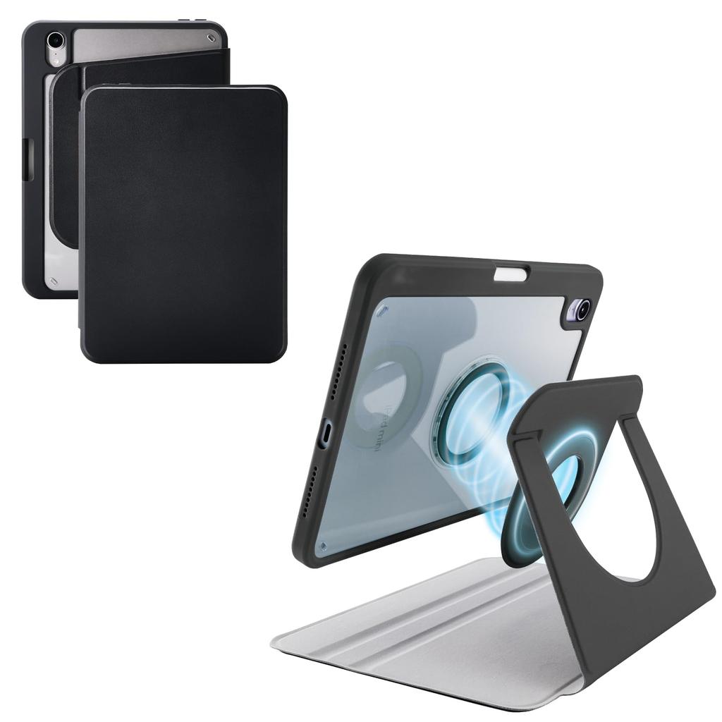 ELECOM iPad mini Pro and mini Case Magnetic Pen Flap (A17 2024) (6th Generation) Cover, 360-Degree Rotation, Portrait/Landscape Orientation,