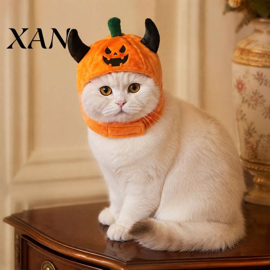 Comfortable Festive Outfit for Puppies Pet Halloween Pumpkin Hat, Funny Devil Horn Cat Plush Cozy Skin Friendly Soft Cotton Headwear Hat Cats