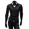 Men Shirt Contrast Colors Turn-down Collar Single-breasted Slim Spring Shirt for Work