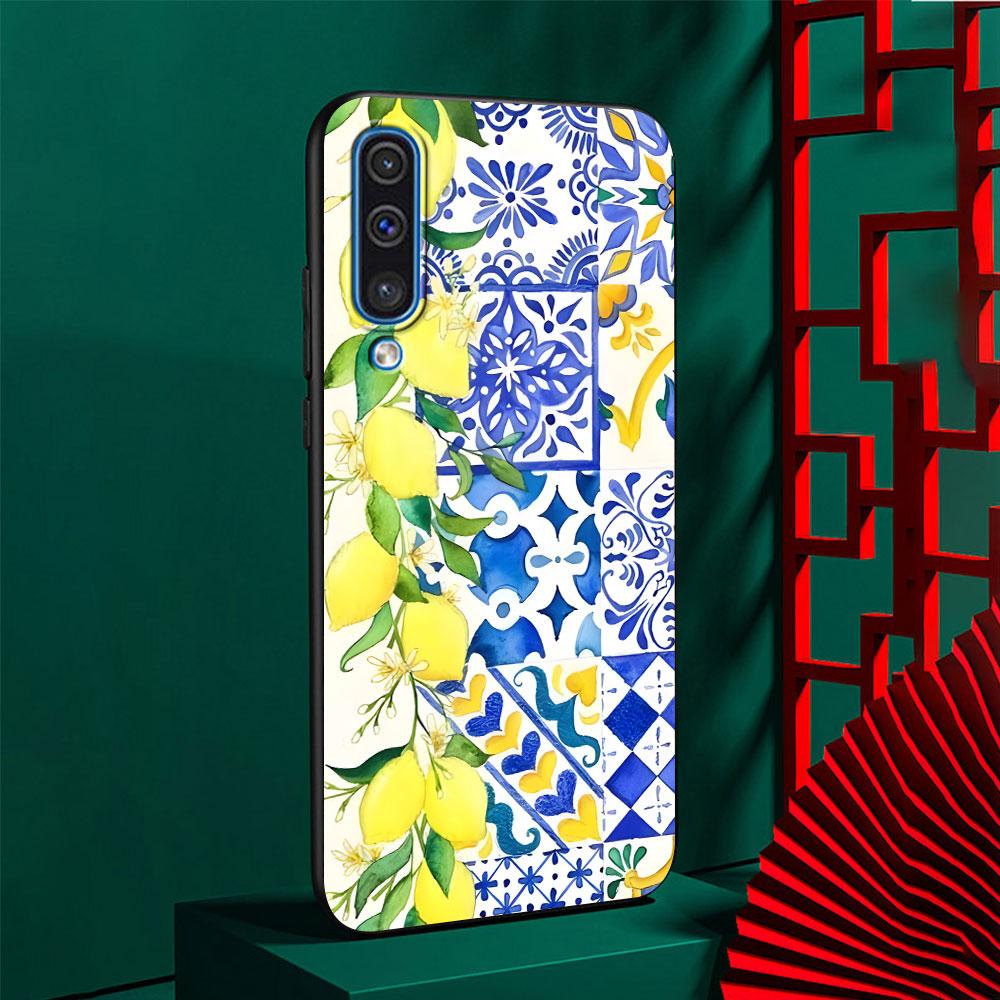 Mediterranean Lemon Case for Samsung Galaxy A10s A50 A50s A02s A03s A20 A30 A20e A70 A70s A20s A30s A10 TPU Black Phone Cover