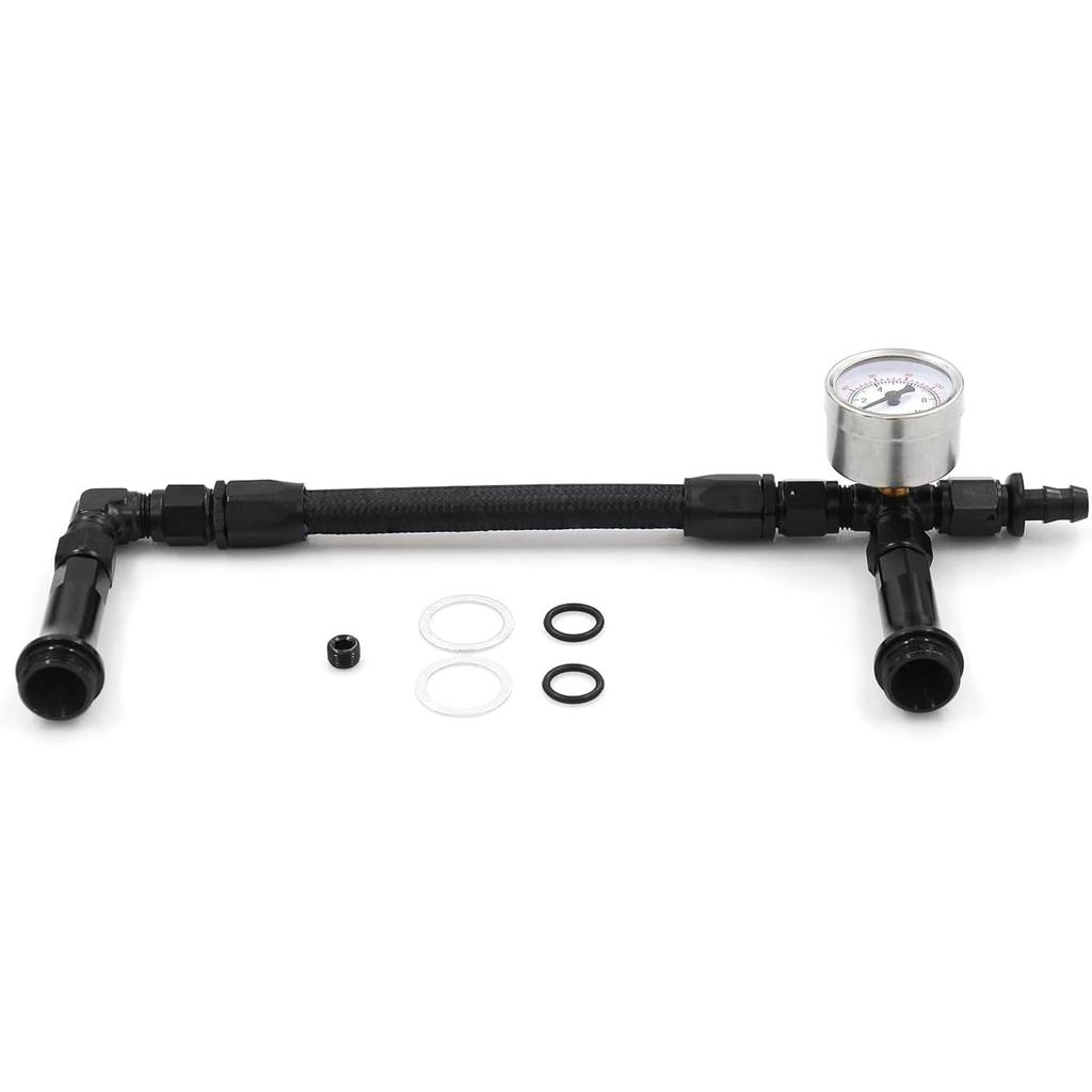 Geflochtene AN6-Doppelzufuhr-Vergaser-Kraftstoffleitungs-Doppelpumpe mit Vakuum-Manometer aus Aluminiumlegierung