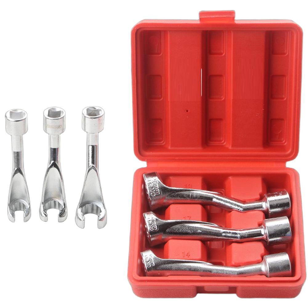 3PCS 1/2in Drive Fuel Injector Line Injection Socket 14 17 19mm Open End Wrench High-selling Manual Tool Accessories
