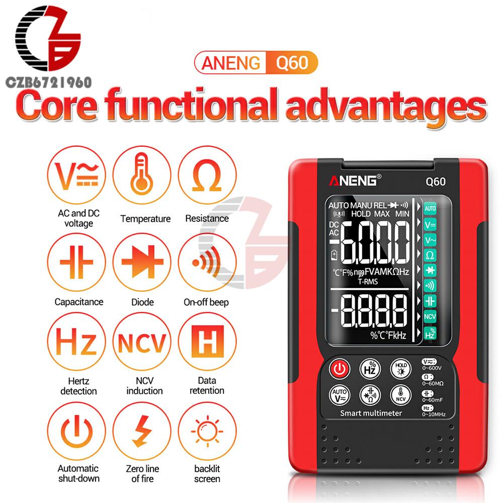 Q60 Handheld Digital Multimeter LCD Backlight Portable AC/DC Ammeter Voltmeter Ohm Voltage Tester Meter Multimetro