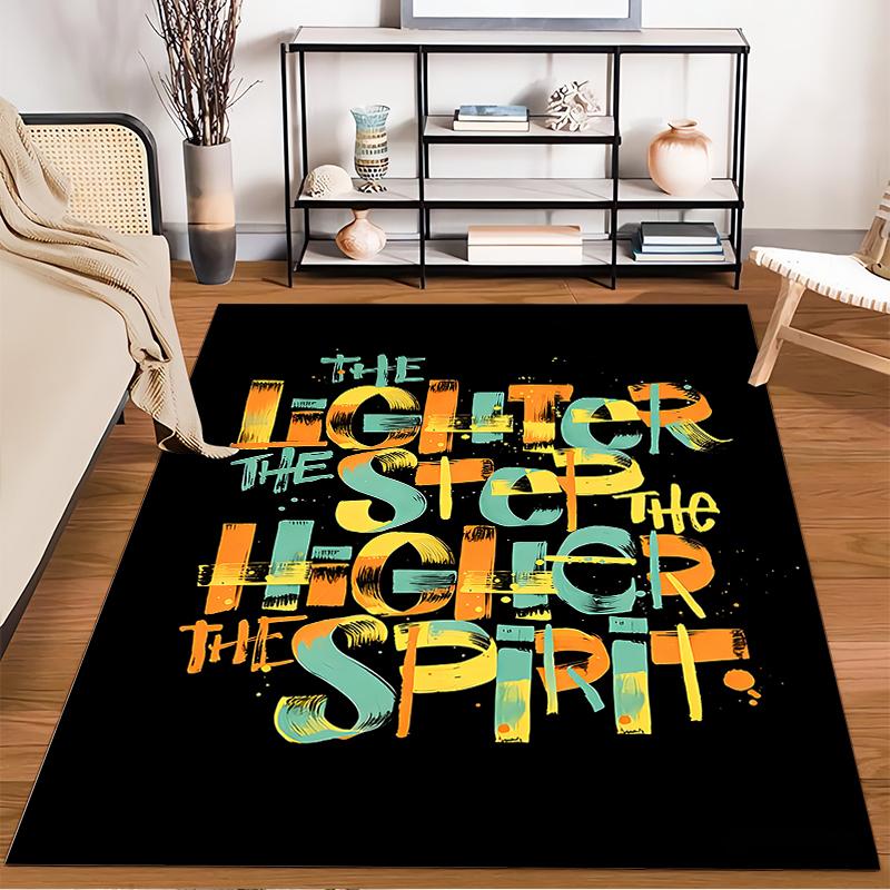 Motivational Quote Printed Carpet with Colorful Text On Black Background Suitable for Use As an Anti-slip for Living Room Bedroom Sofas