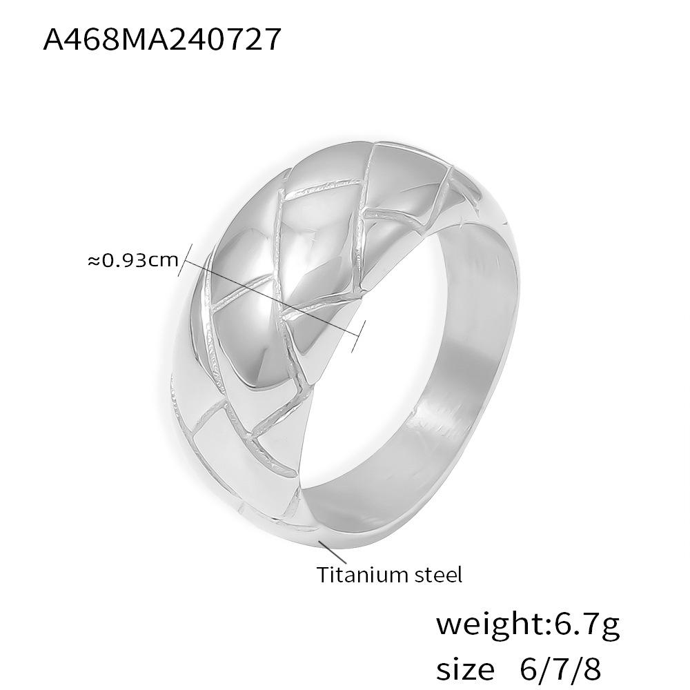 

Кольцо Fengling Plaid Glossy Ring Niche Retro Design из титановой стали с покрытием из 18-каратного золота для пары No. 8