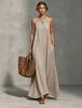 Women's Solid Scoop Neck Spaghetti Strap Loose Fit Maxi Dress Casual Vacation Sleeveless Long Dress