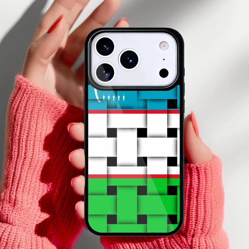 Usbekistan Flagge Wappen Handyhülle für iPhone 17 Air 16e 15 14 13 Pro Max Rückabdeckung für 12 11 Pro Hülle