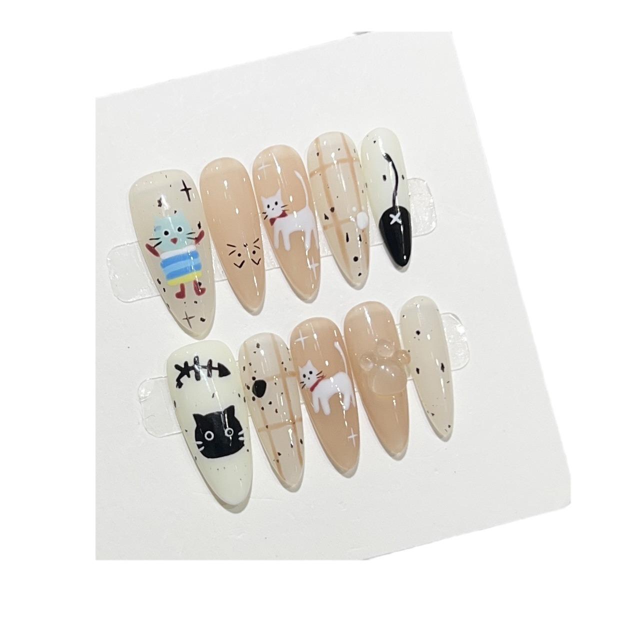 

Чистые накладные ногти для ношения на руках Милый стиль Телесный цвет Съемный пластырь для накладных ногтей Нейл-арт Large L