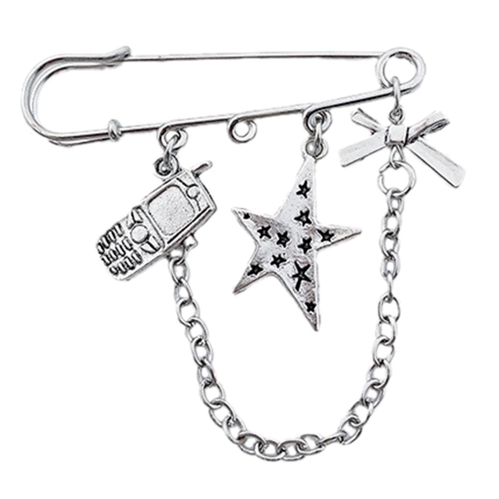 Women Brooch Pins Tightening Waistband Waist Tightener Cross Tassels Chain Clip
