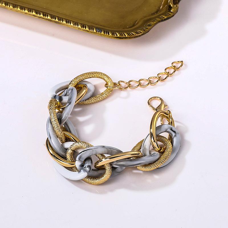 Accessories, Acrylic Leopard Geometric Colored Aluminum Chain Bracelet, Hip Hop Rough Jewelry For Women