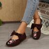New Embroidered Bow Flat Mary Jane Shoes for Women Cross-border Ethnic Style Slip-Ons