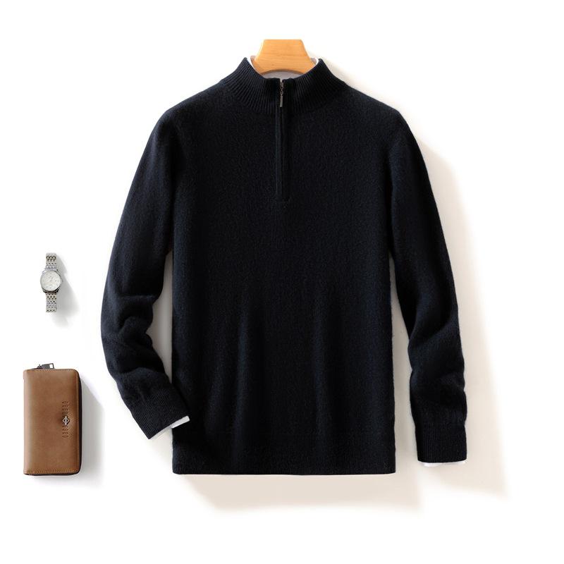 Men's Cashmere Half-Zip Thermal Sweater for Business Casual Wear
