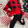 Women S Red Black Plaid Knit Pullover Slim Fit Long Sleeve Sweater