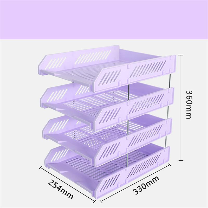 Four-layer File Rack Multi-layer Tray Storage Rack Holder Office Storage Plastic Storage Rack