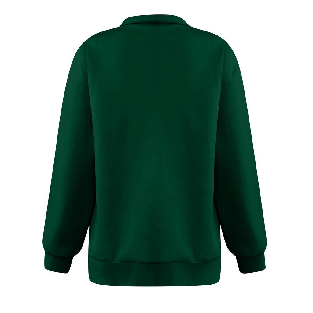 Women's Casual Fashion Long Sleeve Solid Color Zip Sweatshirt Top