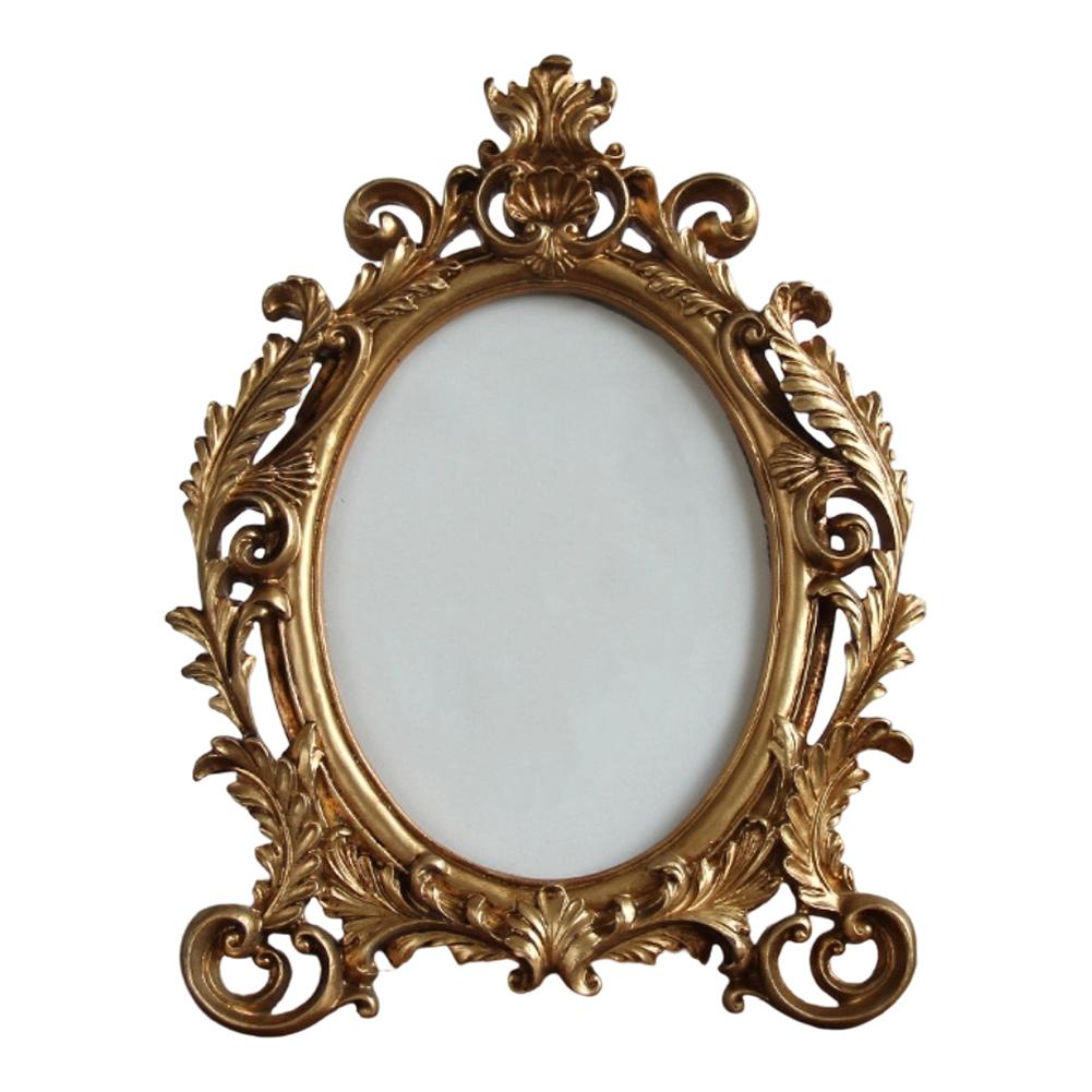 Gold Vintage Style Oval Resin Photo Frame for Elegant Display of Photos on Desk or Bookshelf Sizes 6 Inch 7 Inch 8 Inch