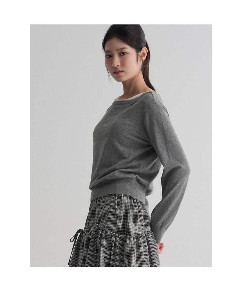 8SECONDS Boat Neck Pullover Gray