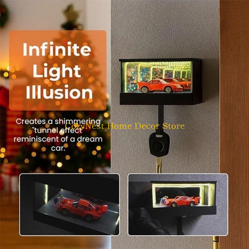 92MF Unconfined Shimmering Garage Key Holder, Small Garage with LED Lights