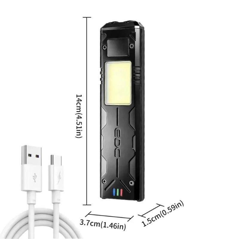 Multi-function EDC LED Flashlight Ultra Thin Mini Pocket Torch with Real Time Power Display Handy Light for Inspection