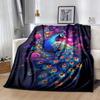 1pc Colorful Peacock Printing Lightweight Flannel Blanket, Comfortable and Warm Blanket, for Camping Sofa Bed and Couch Office, Gift