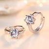 Fashion  Silver Needle Earrings Six Claw Zircon Heart Arrow Round Stud Earrings For Women Best Gift Pendientes Oorbellen