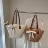 Women's Large Capacity New Vacation Beach Straw Shoulder Bag Woven Commuter Bucket Bag Basket Tote Bag