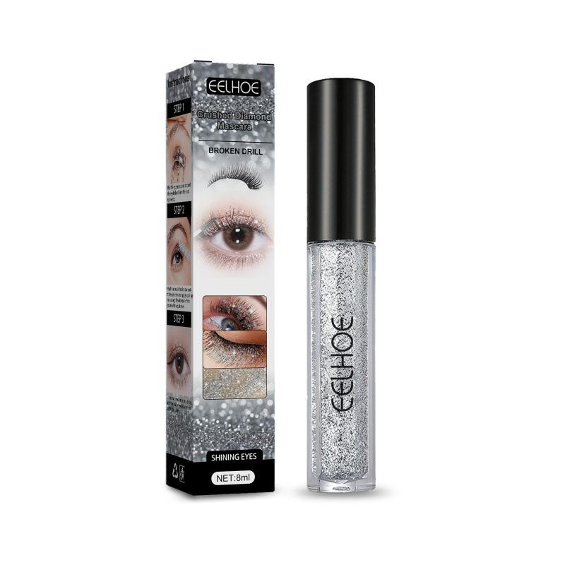 

Eelhoe Glitter Broken Diamond Mascara Fairy Glitter Waterproof Extended Encryption Non-smudging Curled Slender Mascara