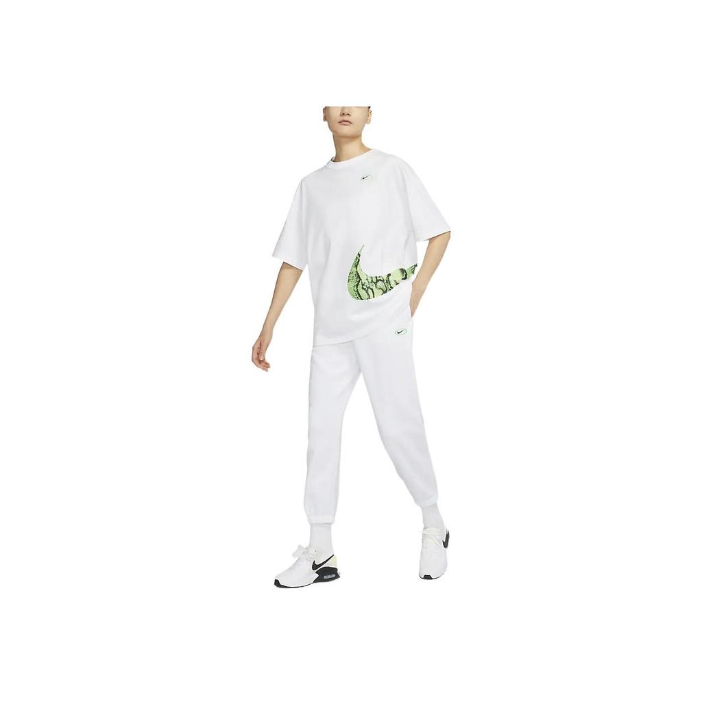 Nike Sportbekleidung SS22 Einfarbiges Logo Kordelzug Strick Freizeithose Damen Unterteile Weiß DV3321-100